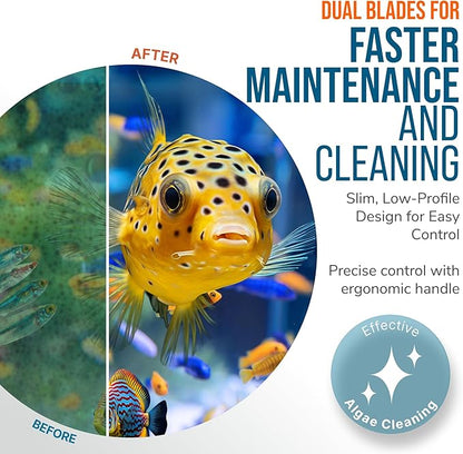 Flipper Edge 2-in-1 Scrubber Scraper Floating Magnetic Fish Tank Aquarium Cleaner with Dual Blades - Efficient Glass & Acrylic Aquarium Cleaning Tools (MAX)
