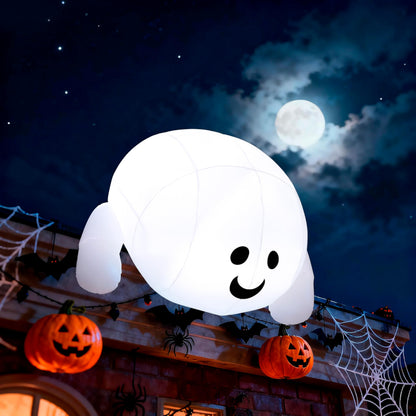 JOYIN Halloween Inflatable Outdoor Decorations, 4.5ft Inflatable Cute Ghost Decoration Lying On The Roof with LEDs, Halloween Blow Up Yard Decor for Parties Roof Decor