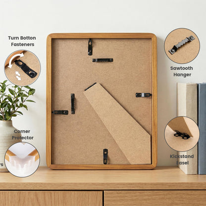8x10 Picture Frame, USA-Sourced Natural Teak Wood Photo Frame with Tempered Glass, Double Mortise & Tenon Handcrafted Rounded Corner 8 by 10 Wooden Frame Matted to 5x7 Photos, Wall or Tabletop Display