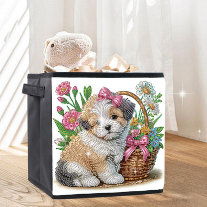 JZHYOAN Dog Diamond Art Large Storage Basket with Baseplate, Foldable Dispenser Cubes, DIY Special Pattern Large Storage Cubes, Living Room Bedroom Home Office Organization Box