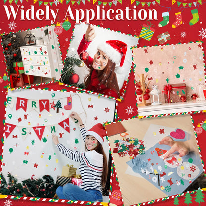 Coopay 300 Pcs Christmas Foam Stickers, Self-Adhesive Glitter Foam Stickers for Crafts, Holiday DIY Adhesive Crafts for Christmas Art Winter Greeting Cards Scrapbooking Home & Party Decoration