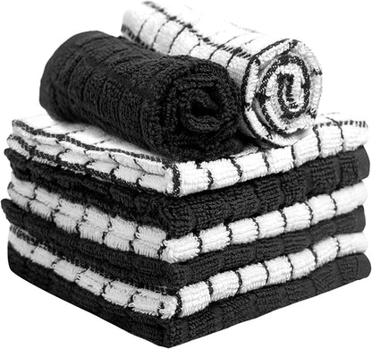Bumble Premium Cotton Dish Cloths 12" x 12"| Black Design | 405 GSM | Highly