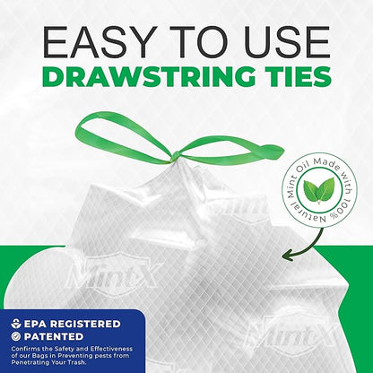 Mint-X MintFlex Rodent Repellent Trash Bags, Tall Kitchen Drawstring Bags