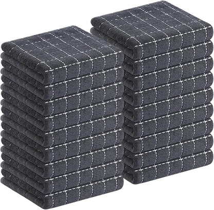 Homaxy 100% Cotton Terry Kitchen Towels, Checkered Designed, Soft and Super