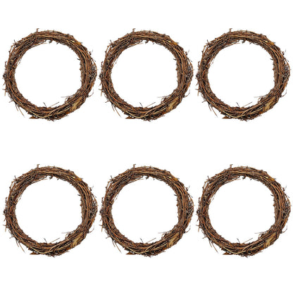 Small Round Grapevine Wreath 6 Inch Rattan Wreaths for Crafts Spring Christmas Holiday Decoration Wedding Home Decor (6 Pack)