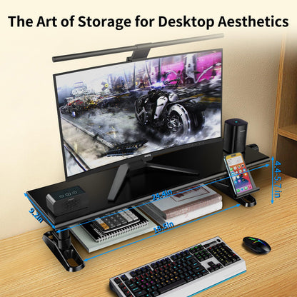 NIFBANG Computer Monitor Stand Riser for Desk,4.4-5.7 Inches Freely Height Adjustable with Cellphone Holder,Multi-Purpose Desktop Organizer Monitor Stands Riser for Computer,Laptop,Printer,TV (BLack)