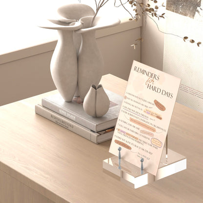 UoYeet Acrylic Easel Display Stand with Adjustable Silver-Toned Hardware for Pictures, Crystal Clear Acrylic Stand with Floating Appearance for Cookbook, Invitation and Plates