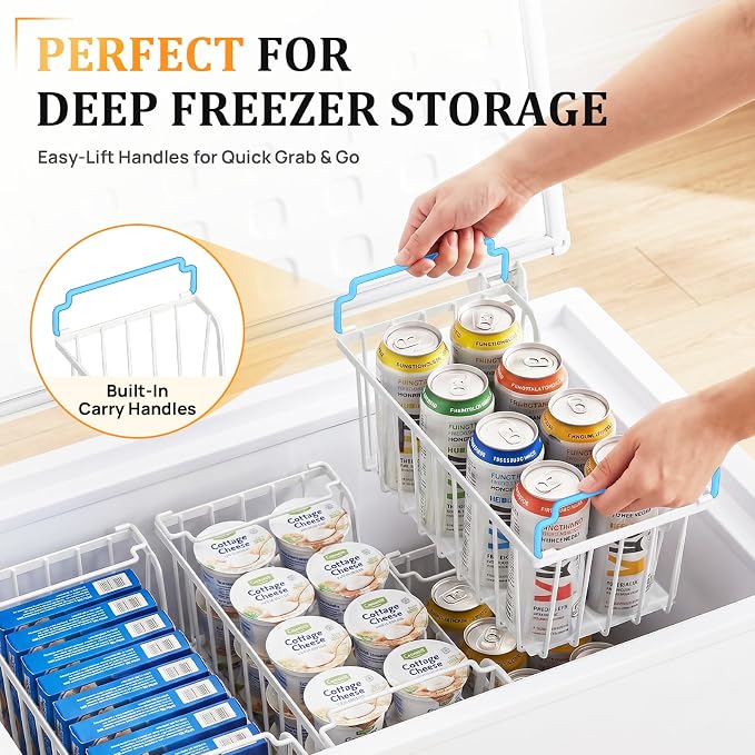 SUNALLY Stackable Storage Bins 4 Pcs Wire Baskets for Pantry Organizers and Storage, Vegetable Fruit Storage Basket for Countertop Organizer,Kitchen Baskets for Onion Potato Snack Cans Storage,White