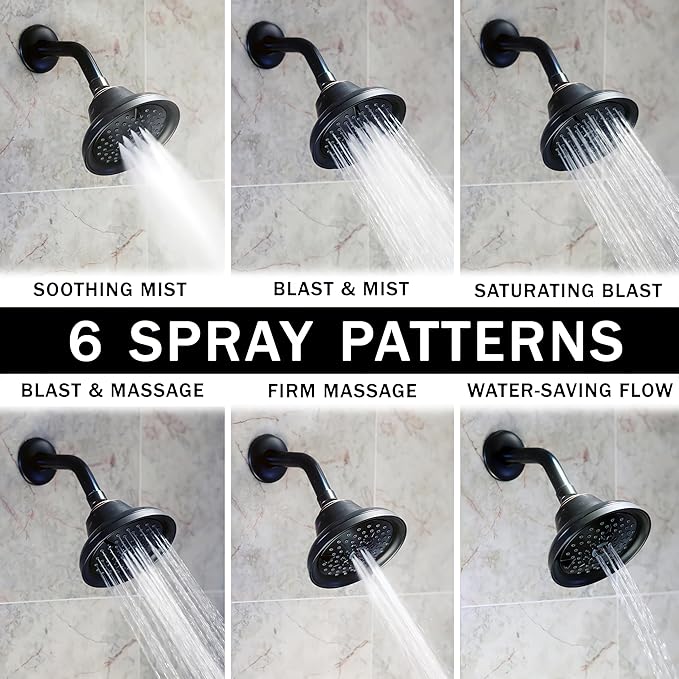 Aqua Elegante Massage Shower Head With Mist - High Pressure Boosting, Adjustable Massaging Rainfall Showerhead For Low Flow Showers With Water Saving Nozzles - 2.5 GPM - Oil-Rubbed Bronze