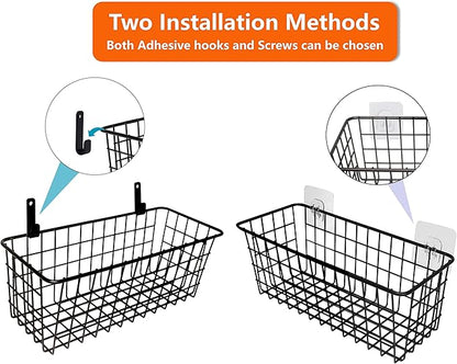 Joben Oligey 3 Set Hanging Wire Baskets, Wall Mount Fruit Basket, No Drilling