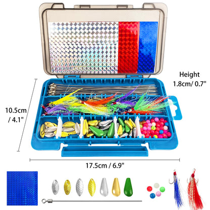 L PATTERN 140Pcs Spinner Making Kit - DIY Fishing Spinnerbait Kit with Spinner Blades, Spoons, Feather Treble Hooks, Spinner Shaft, Fishing Beads & Tackle Box for Bass Trout Perch Salmon