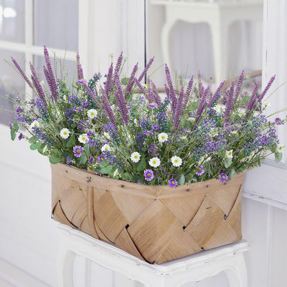 HO2NLE 19.6" Fake Lavender Flowers Artificial Purple 5Pcs Faux Florals Plastic Flowers with Daisies Bulk Bush Spring Summer for Garden Porch Table Centerpieces Home Kitchen Wedding Decorations