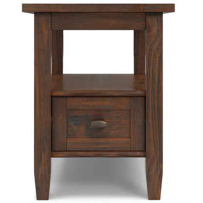 SIMPLIHOME Warm Shaker End Table - 14 inch Wide Solid Wood Narrow Side Table in Distressed Charcoal Brown, Transitional Accent Table for Living Room or Bedroom with Drawer, Open Shelf and Tapered Legs