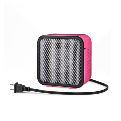 Amazon Basics Ceramic Space Heater, Portable Mini Heater for Office Desk, Indoor Use, 500W, With Tip-Over Protection, Lightweight 1.4 lbs, Pink, 5.9 x 3.2 x 6 inches