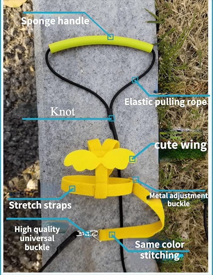 Adjustable Bird Harness with Elastic Leash, Pet Parrot Harness and Leash, Adjustable Training Design Anti-Bite, Bird Nylon Rope with Cute Wing for Conure (Red,Macaw)