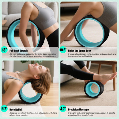 3 Pack Back Roller- Yoga Wheel for Back Pain Reliefn & Stretching, Back Wheel for Deep Tissue Massage, Foam Roller for Physical Therapy & Exercise