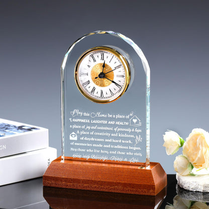 Arikyrist House Warming Gifts Glass Clock with Wooden LED Light Base Unique New Home Gift Ideas for Friends Couples Family Perfect Decor for Kitchen Home Tabletop