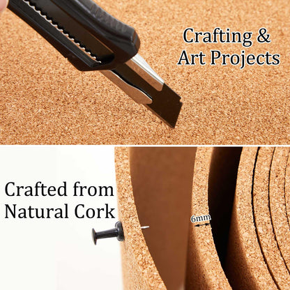 Pangda Multi-Purpose Cork Board Roll 12in x 10ft, 1/4" Thick Cork Roll for Bulletin Boards, Decorative Photo and Message Push Pin Displays Versatile for Home, School, and Office
