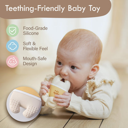 Moonkie Baby Teething Toy & Toy Car Bundle, Silicone Press Phone Teether for Babies 3 Months+, BPA-Free with Pop Bubbles & 5-Pack Silicone Push and Go Toy Cars for Babies and Toddlers, Ideal Gift for