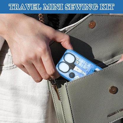 25 Boxes Mini Travel Sewing Kit Quick Fix Sewing Kits Bulk Basic Portable Pre Threaded Needle Emergency Repair Tool for Christmas Gifts Beginner Traveler Home Hotel (Blue)