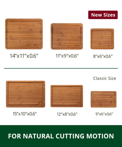 ROYAL CRAFT WOOD Wooden Cutting Boards for Kitchen Meal Prep & Serving - Bamboo Non Toxic Cutting Board Set with Deep Juice Groove Side Handles - Charcuterie & Chopping Butcher Block for Meat (3 Pcs)