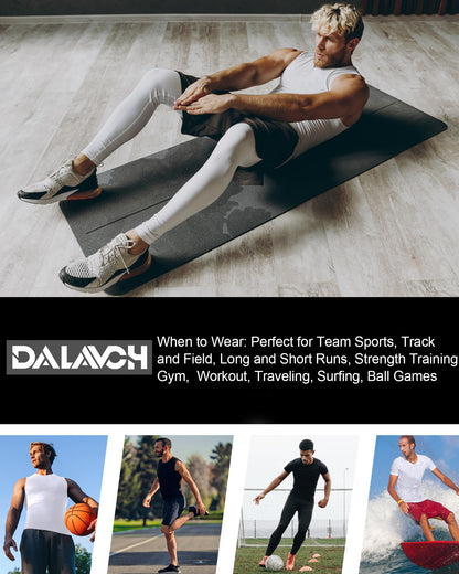Dalavch 4 Pack Compression Shirts and Tank Tops Men Short Sleeve/Sleeveless Athletic Undershirt for Sport 2 Black 2 White Large