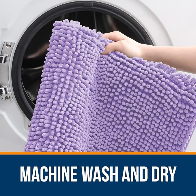 OLANLY Large Bathroom Rugs 47x32, Extra Soft Absorbent Chenille Bath Rugs, Rubber Backing Quick Dry, Machine Washable Bath Mats for Bathroom Floor, Tub and Shower, Home Decor Accessories, Lavender