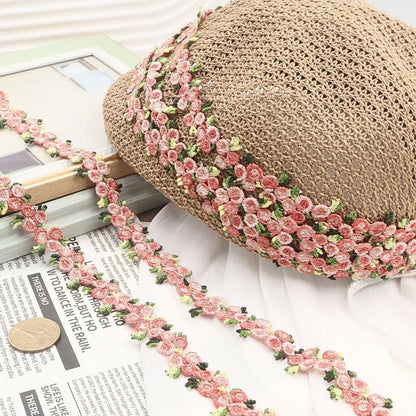 Bijou Joon 16 Yards Skin Pink Lace Trim Ribbon Floral Ribbon Floral Pattern Embroidered Lace Trim Applique DIY for Sewing Edge Craft Decorative Vestidos Garment Wedding Dresses Embellishment