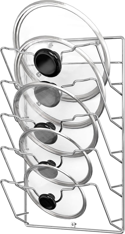 Simple Houseware Wall Door Mounted Pot Lid Rack, Chrome Finish