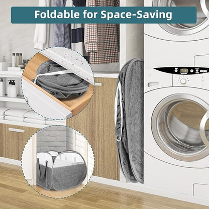 Collapsible Laundry Baskets, 90L Large Foldable Laundry Basket, Tear-proof Pop