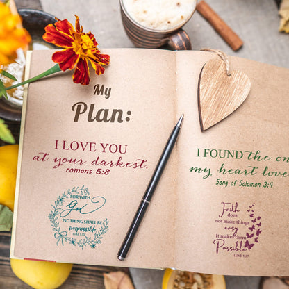 Geyee 8 Pcs Christian Mothers Day Bible Verse Clear Rubber Stamps for Crafting, 6 Sheets Christian Bible Verse Clear Rubber Stamp 2 Pcs Acrylic Blocks for DIY Journal Card Making Scrapbooking Decor