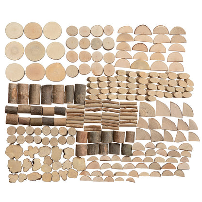 LAZACA Wood Craft Kits DIY for Kids Ages 5-10 Wooden Art Paint Bulk Crafts Garden Playset Loose Parts Play Materials 250 Pcs/19.5X13X3.5cm