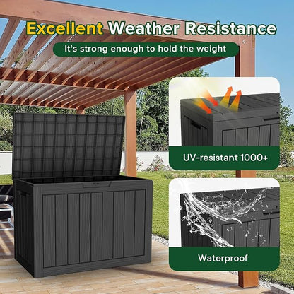 PatioZen 50 Gallon Package Delivery Boxes for Outside, Lokable Secure Resin Package Delivery Box with Lid, Weatherproof and Anti-Theft Storage for Outdoor Front Door, Porch, Curbside, House (Black)