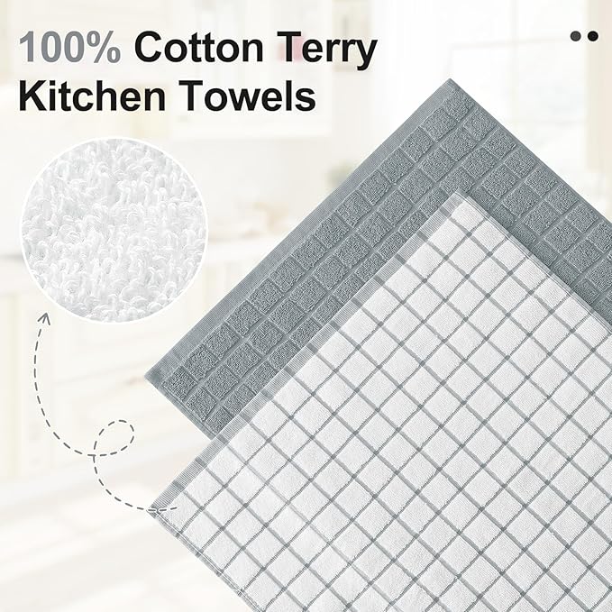 Homaxy Premium Cotton Kitchen Towels 16"x 28", Large Natural Ring Spun 390 GSM
