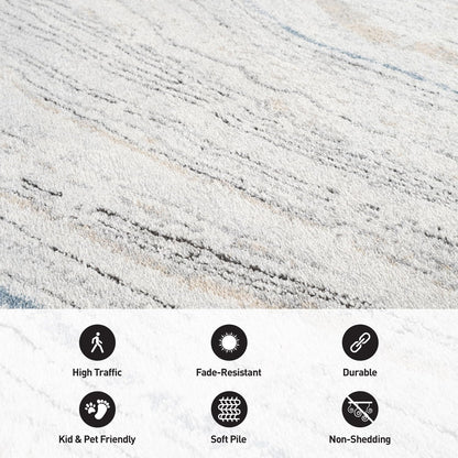 Rugshop Marble Swirl Distressed Gray Area Rug Modern Indoor Rug for Living Room, Bedroom, or Dining 2' 3" x 8' Runner Ideal for Hallway, Kitchen, Entryway, or Behind the Sofa