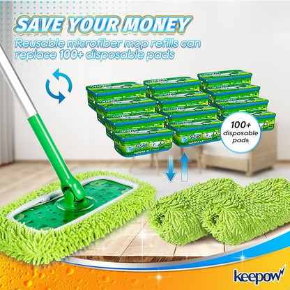 KEEPOW Reusable Dry Sweeping/Wet Mopping Cloths Compatible