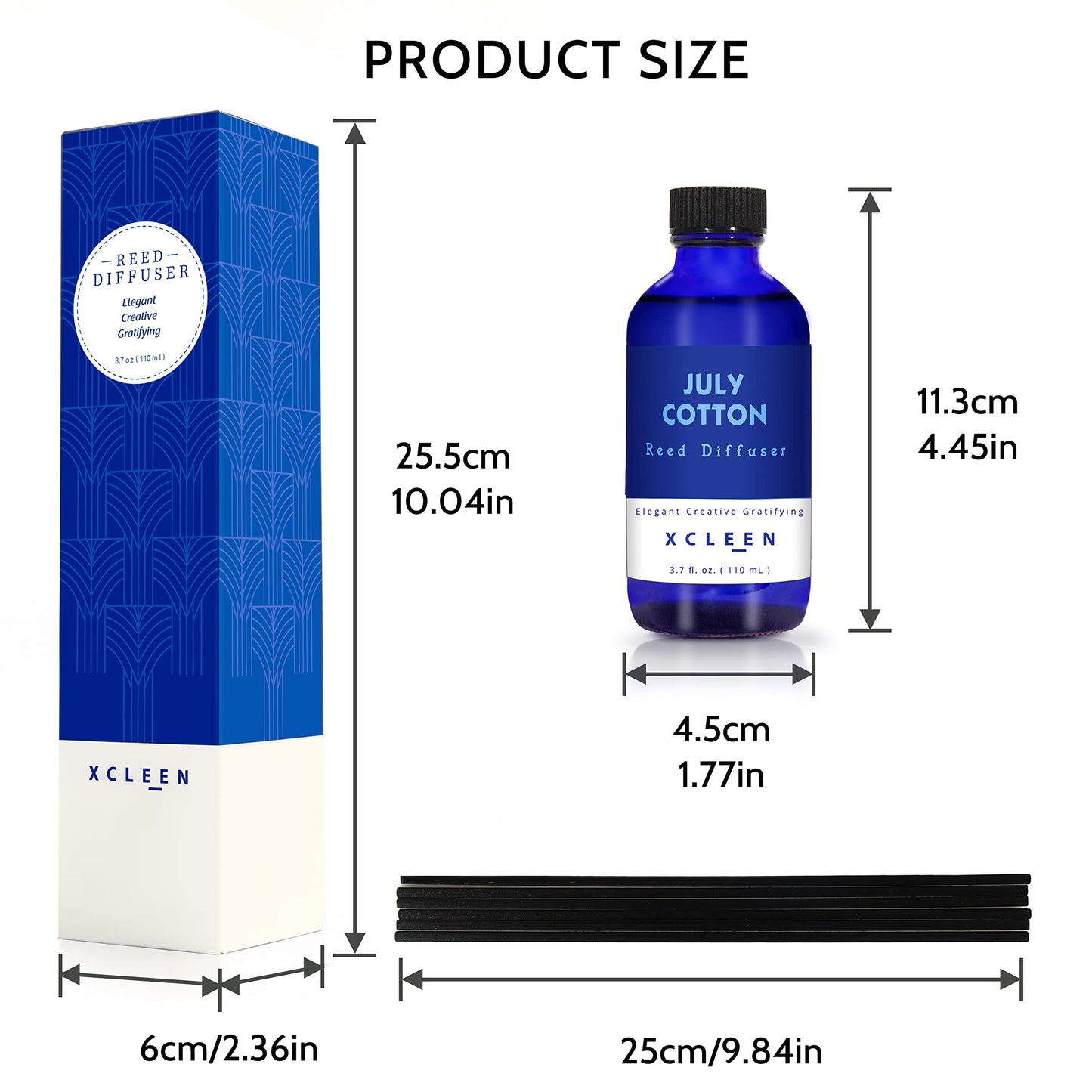 Reed Diffusers Set, 3.7 Oz Scent Diffuser, 6 Reed Diffuser Sticks, Home Fragrance Hyacinth, Peony & Citrus, Aromatherapy Oil Diffuser Reeds, More Masculine Scent, Bathroom & Office Decor 110ml
