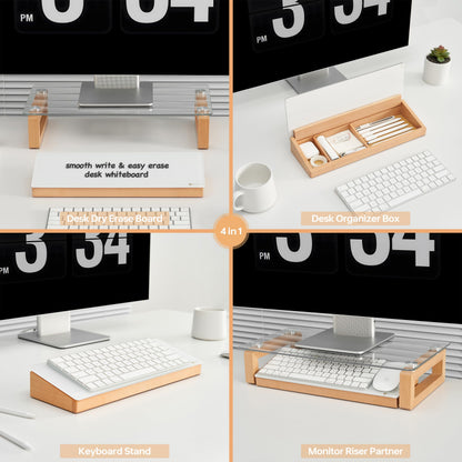 Yeoux Office Desktop Organization and Glass Dry Erase Whiteboard Combination Work Essential Collection