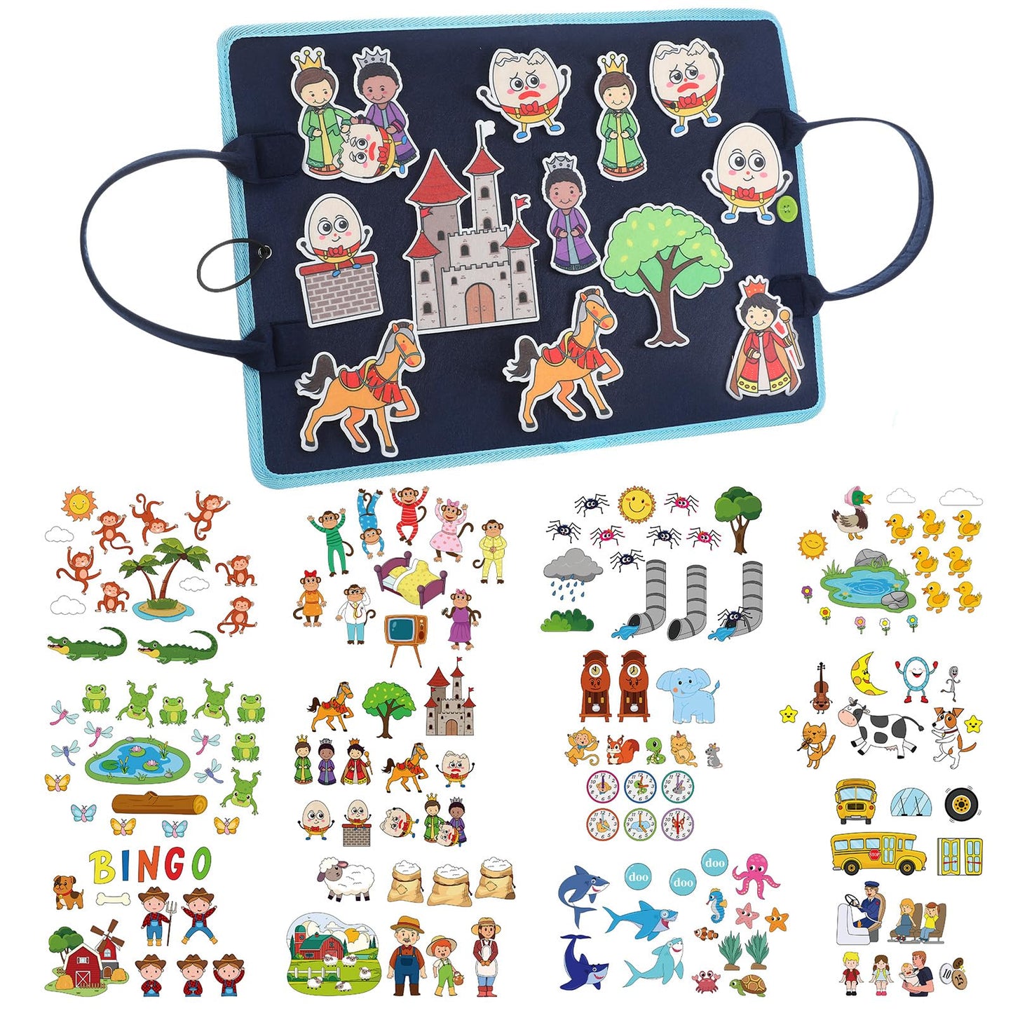 SmoothNovelty 12 Pack Flannel Felt Board Stories Set with a Foldable Board for Preschool Activities Boys Girls(Nursery Rhymes)