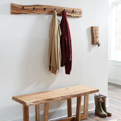 Alaterre Furniture Alpine Natural Live Edge Wood Coat Rack – 48 Inch Solid Wood Wall-Mounted Coat Hook with 6 Double Hooks – Modern Farmhouse Storage Organization for Entryway, Hallway, or Mudroom