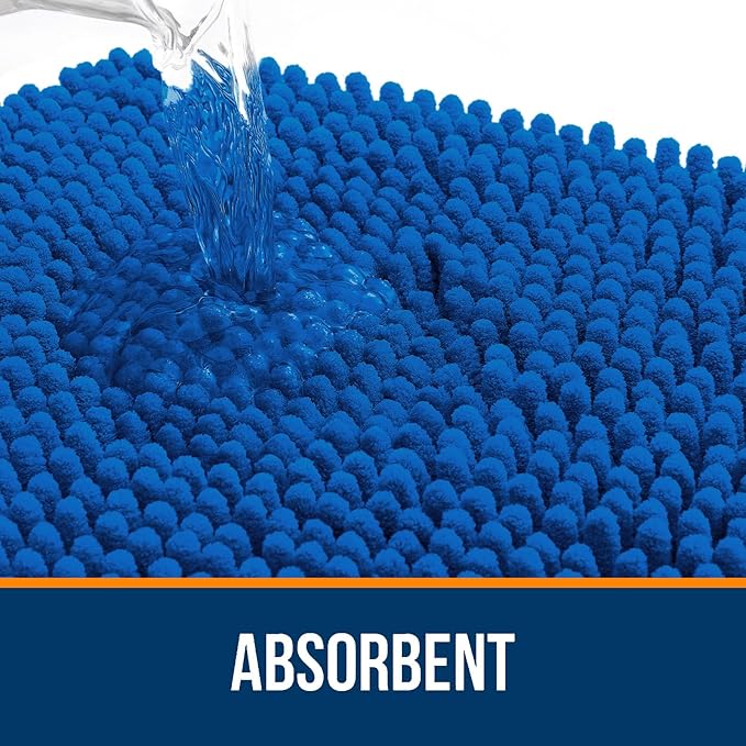 OLANLY Large Bathroom Rugs 59x35, Soft Absorbent Chenille Bath Rugs, Rubber Backing Quick Dry, Machine Washable Bath Mats for Bathroom Floor, Tub and Shower, Home Decor Accessories, Deep Navy Blue