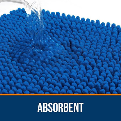 OLANLY Large Bathroom Rugs 59x35, Soft Absorbent Chenille Bath Rugs, Rubber Backing Quick Dry, Machine Washable Bath Mats for Bathroom Floor, Tub and Shower, Home Decor Accessories, Deep Navy Blue