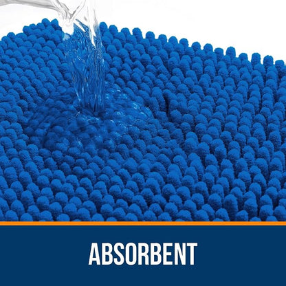 OLANLY Bathroom Runner Rugs 47x20, Soft Absorbent Chenille Bath Rugs, Rubber Backing Quick Dry, Machine Washable Long Bath Mats for Bathroom, Tub and Shower, Home Decor Accessories, Deep Navy Blue