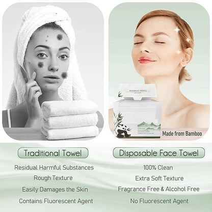 Bamboo Viscose Disposable Face Towel Biodegradable Large Dry Face Wipes 120