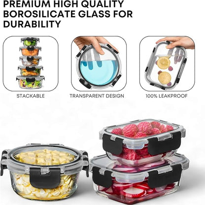 Razab 30 PC Glass Food Storage Containers