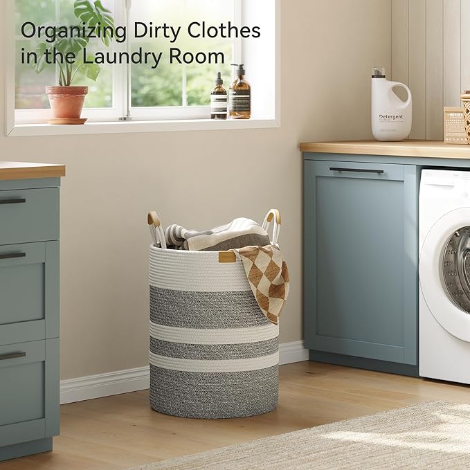 62L Striped Laundry Hamper