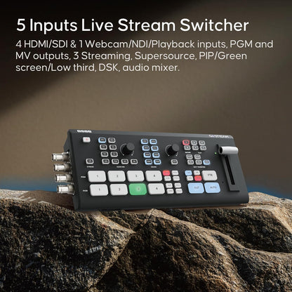osee GoStream Duet All in One Pro Video Switcher Multiple Live Stream Camera Video Converters Audio Mixer with 4 HDMI/SDI Inputs and 2 HDMI Output USB-C I/O with 14 Inch Monitor Built-in
