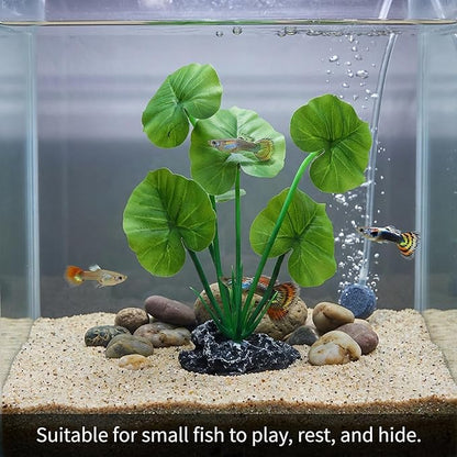 2 Pack Aquarium Silk Aquarium Plants, Artificial Plastic Plant for Small Tank, Goldfish, Fish Hides (6 Inch)