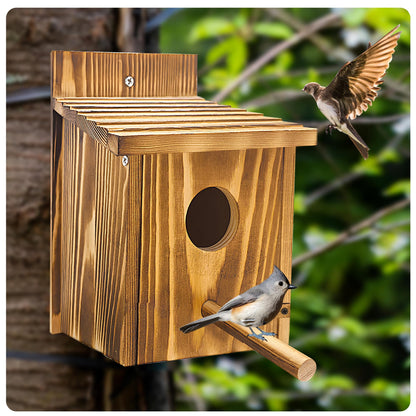 2 Pack Birdhouses for Outdoors,Wooden Wren Birdhouse with Detachable Perch,Finch Bluebird Houses Hanging Birdhouse for Outdoors