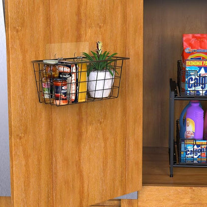 MaraFansie Over the Cabinet Door Organizer Wall Wire Baskets Hanging Kitchen